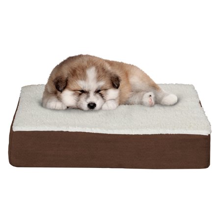 PET ADOBE Orthopedic Sherpa Top Pet Bed with Memory Foam and Removable Cover 20x15x4 Brown by Pet Adobe 516981YOY
